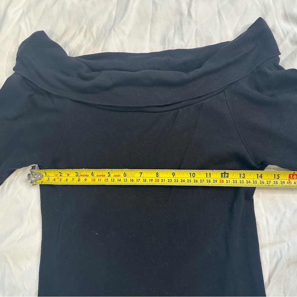 Vintage Forenza Italy Black Off Shoulder Knit Dress Women’s M Cotton 3/4 Sleeve - Picture 11 of 14